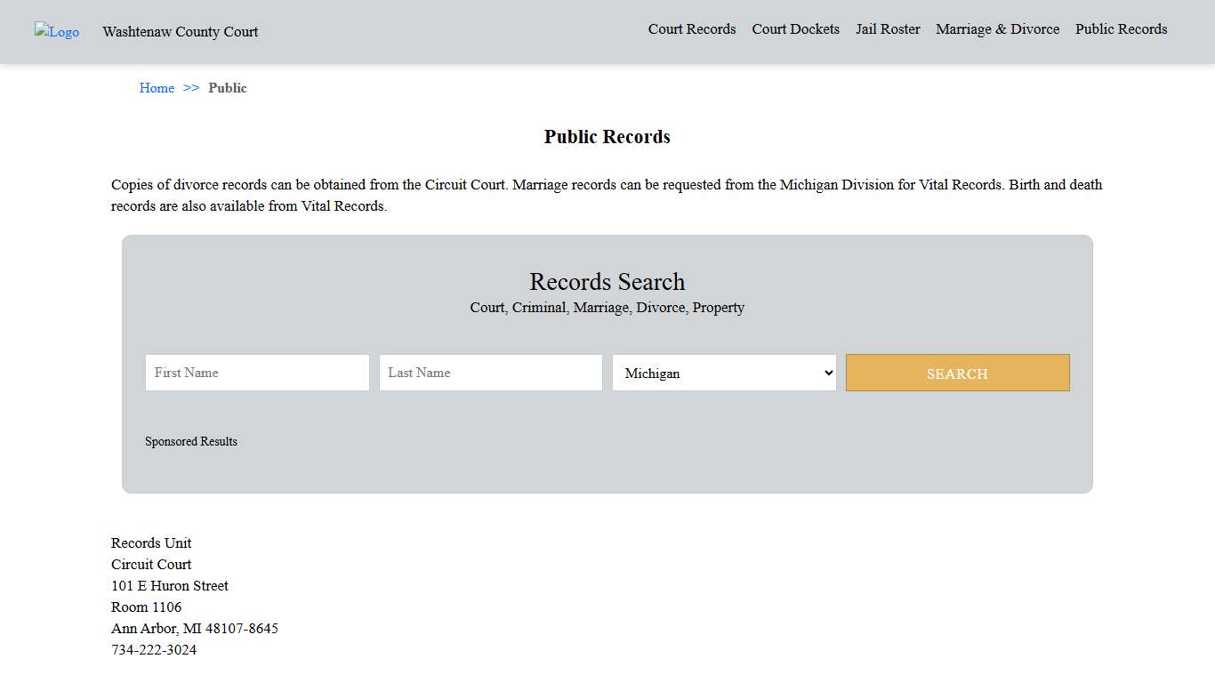 Public Records Washtenaw County Court